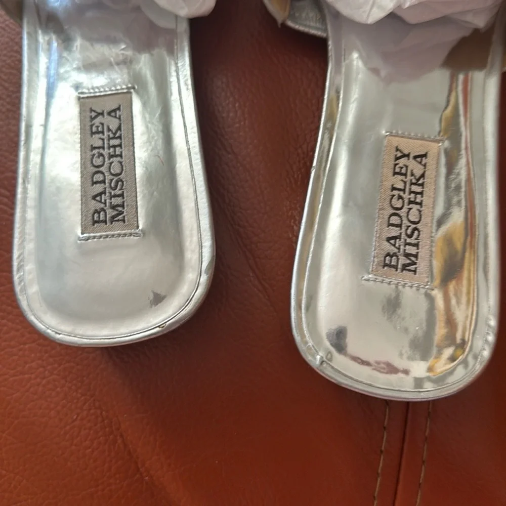 Badgley Mischka Silver Crystal Embellished Sandals